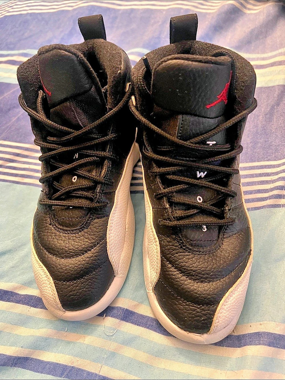 Jordan Air Jordan 12 Retro "Playoffs" Sneakers Black & White Boys US 2Y